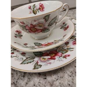 Hira China Prairie Rose 3 Piece Set (Tea Cup, Saucer & Small Plate)